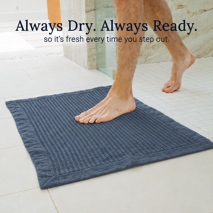 Midnight Blue Waffle Bath Mat - Modern Style