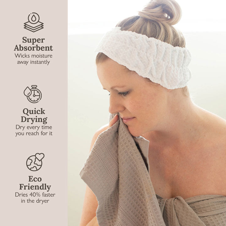 Waffle bath towels are super absorbent, quick drying and eco-friendly.