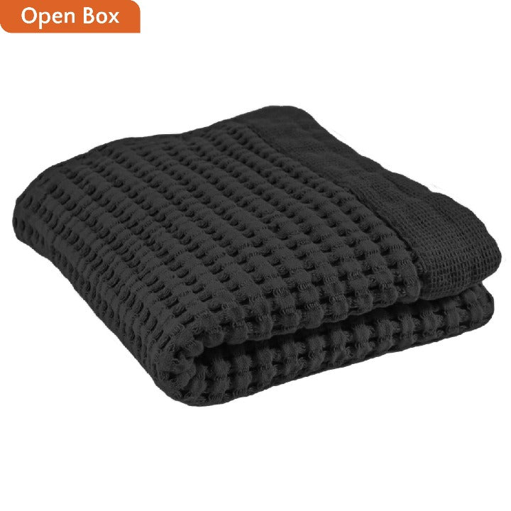 Save on open box modern style waffle hand towel faded black