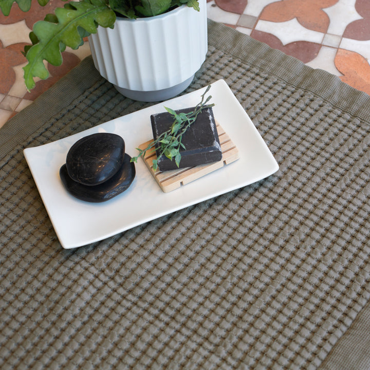 Waffle Bath Towels | Stone Bath Mat