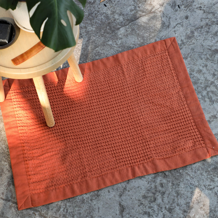 Waffle bathmat is super quick-drying both after use and in the dryer.