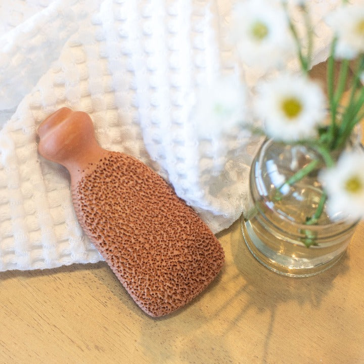 All natural terra-cotta foot scrubber will last five plus years