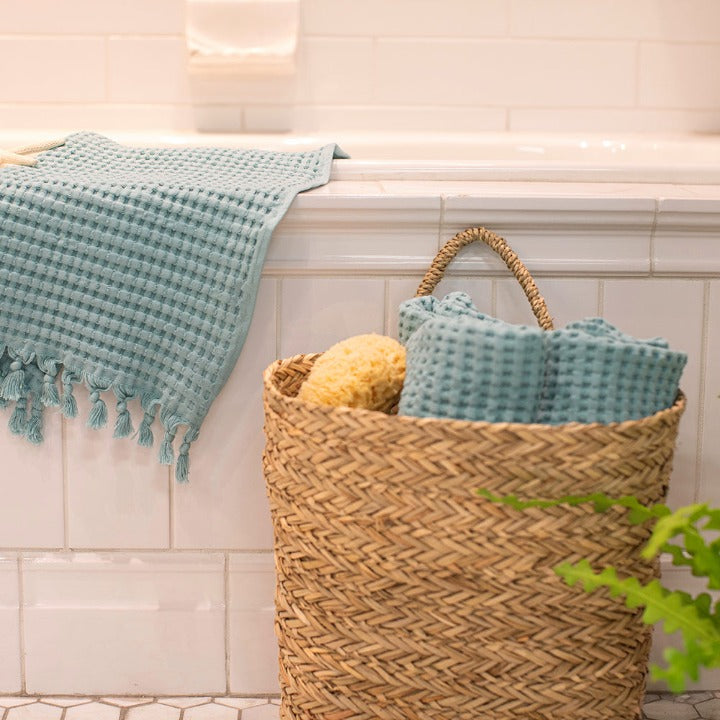 Tassel hand towels add texture and style to any bathroom decor