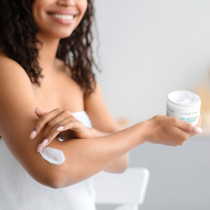 Dry & Rough Skin Cream helps soften and exfoliate bumpy skin on backs of arms known as Keratosis pilaris. 