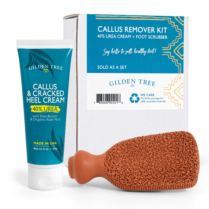 Callus Remover Kit with 40% Urea Cream and Foot Scrubber