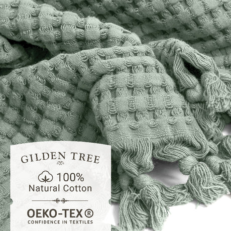 New waffle weave tassel hand towels with fun, hand-tied tassels on one end.