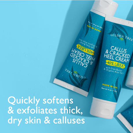 Quickly softens and exfoliates thick, dry skin and calluses