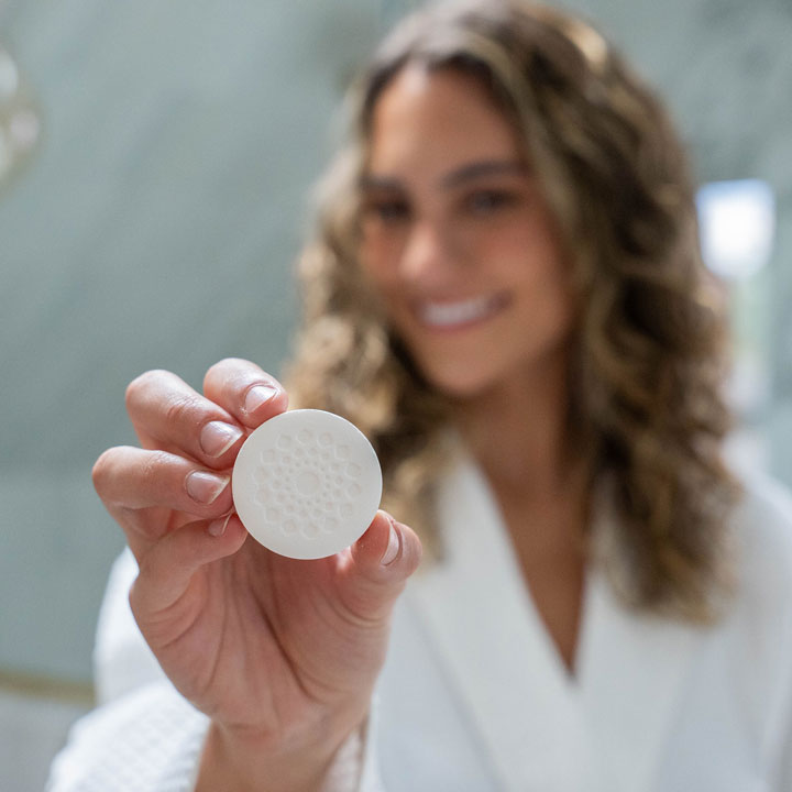 Breathe Easy Eucalyptus Mint Shower Steamers embossed with pretty design.