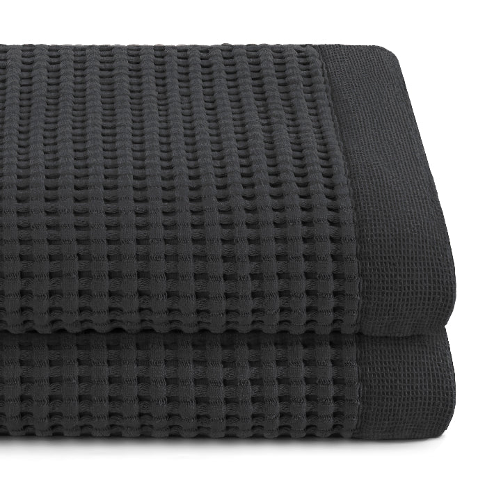 Gilden Tree | Waffle Bath Towels | Faded Black Hand Towel