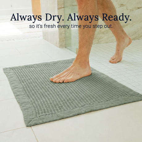 Sage Grey Waffle Bath Mat - Modern Style