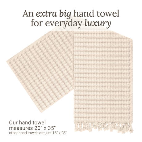 Stone tassel hand towels for bathrooms - a great fingertip towel, with deep, generous waffles