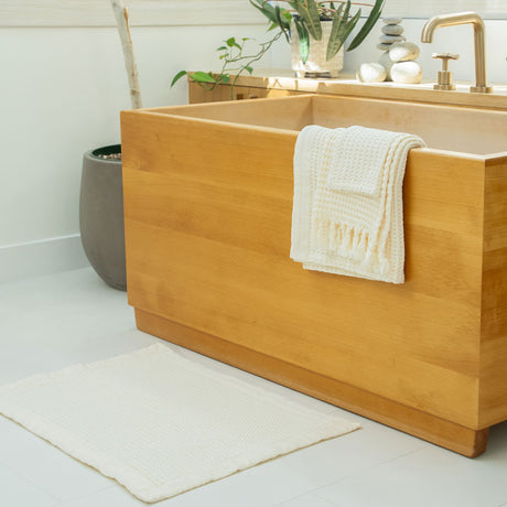 Cream Waffle Bath Mat - Modern Style