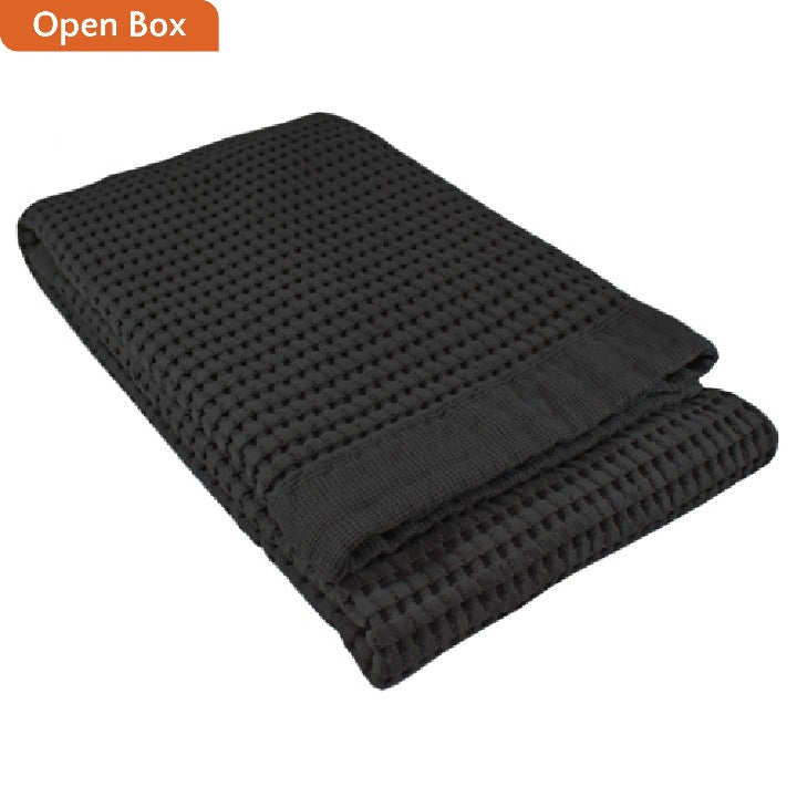 Save on open box modern style waffle bath towel faded black