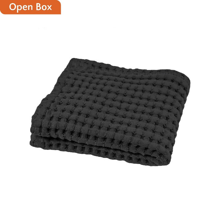 Save on open box modern style waffle washcloth faded black