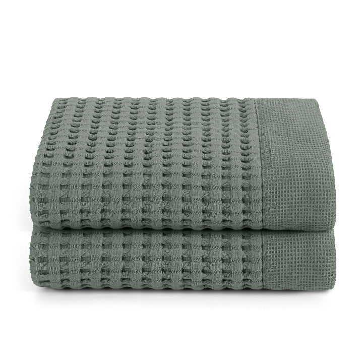 Gilden Tree | Waffle Bath Towels | Sage Grey Hand Towel