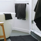 Modern Waffle Faded Black Bath Towel Collection