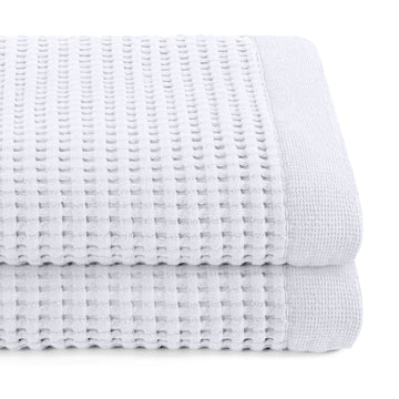 White Bath Towel Set of 2, Modern Style