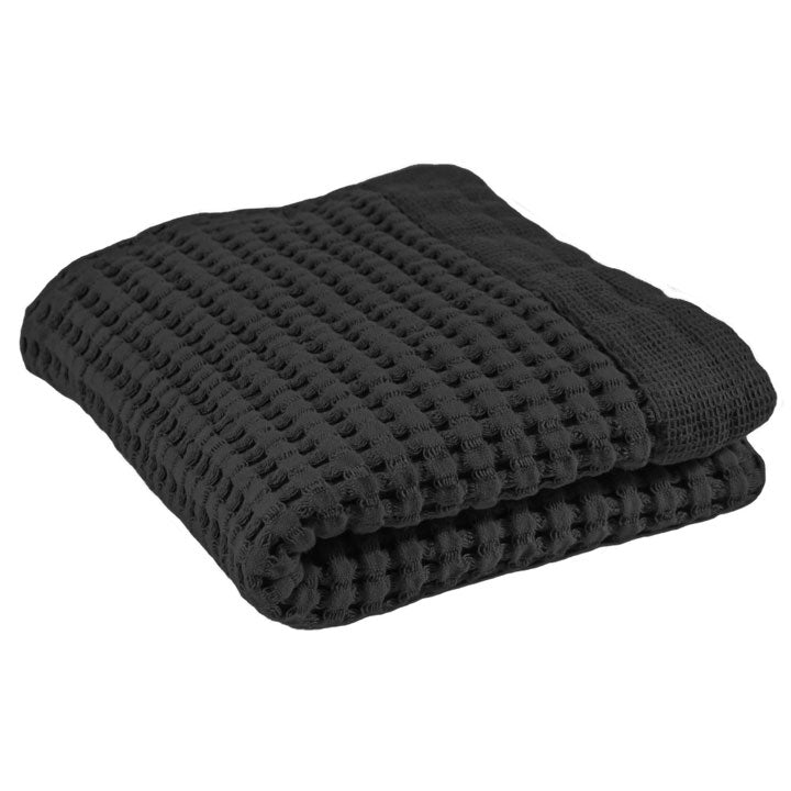 Modern Style Waffle Hand Towel in Faded Black