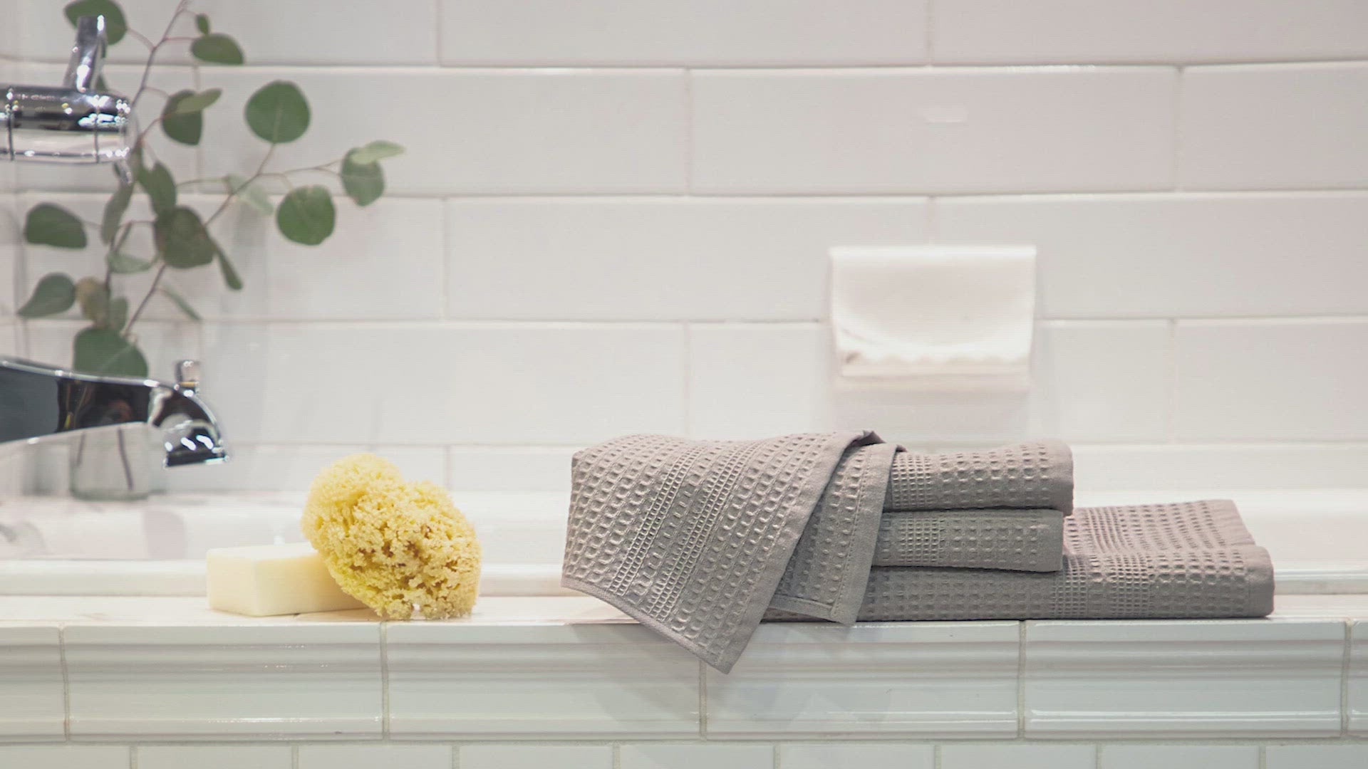 Gilden Tree | Waffle Bath Towels | Sage Grey Hand Towel