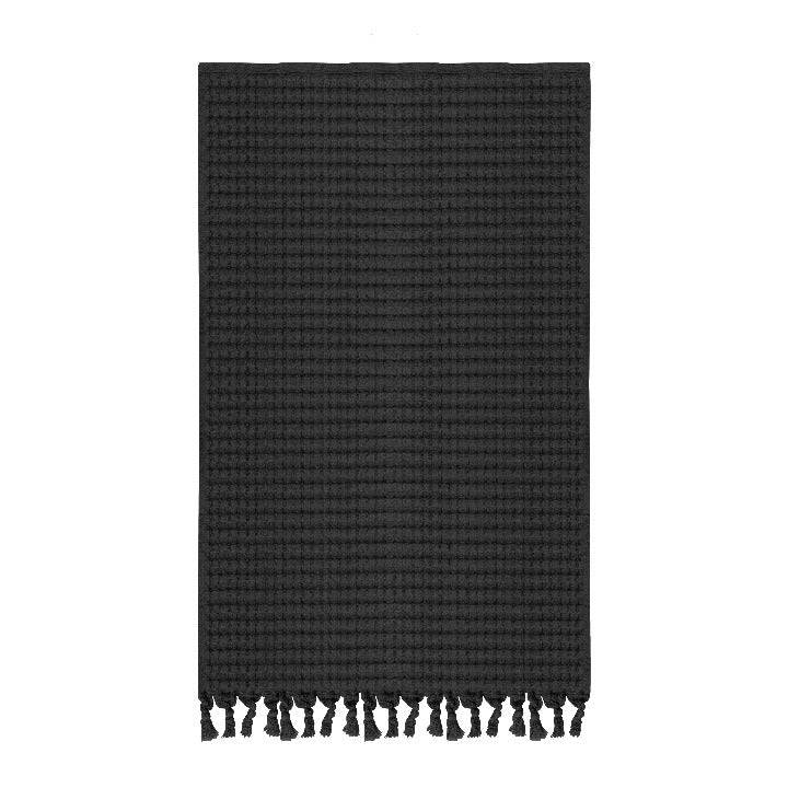 Faded Black tassel hand towels for bathrooms - a great fingertip towel, with deep, generous waffles