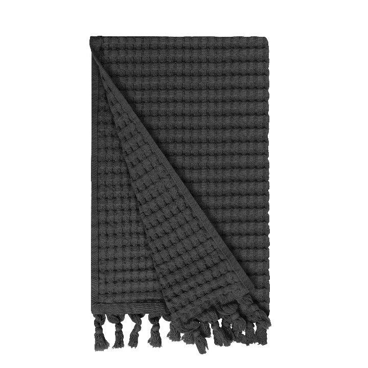 Gilden Tree | Waffle Towels | Faded Black Tassel Hand Towel