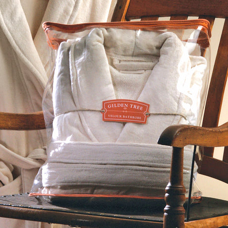 Gilden Tree | Velour Bathrobe | White Cotton, ankle-length, S/M - XXL