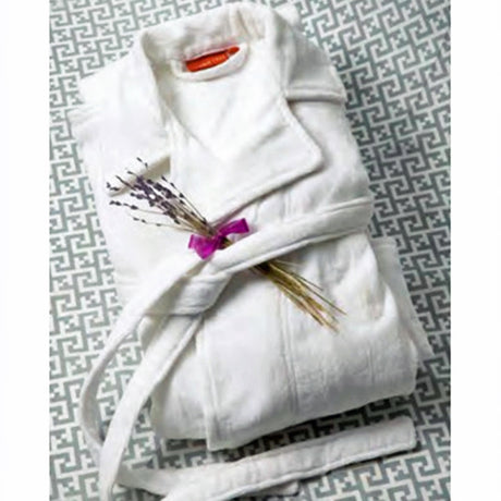 Gilden Tree | Velour Bathrobe | White Cotton, ankle-length, S/M - XXL