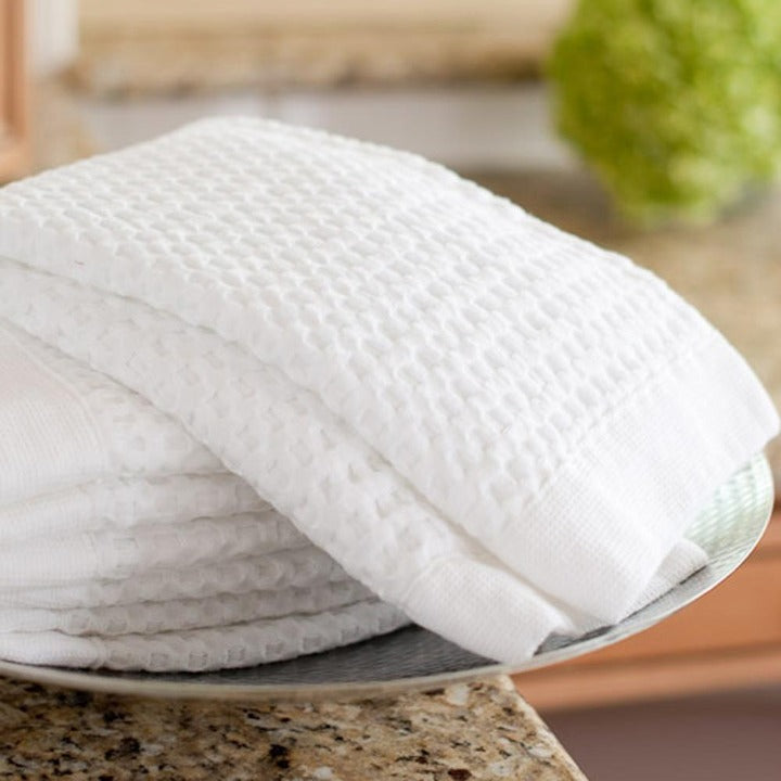 The White Company Waffle Edge Spa Towels, Silver, Size: Hand Towel
