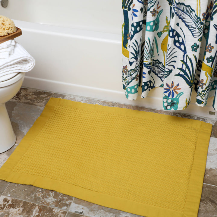 100% Cotton Bath Mat Rug Set Bathroom Shower Reversible Mats Floor Waffle  Weave