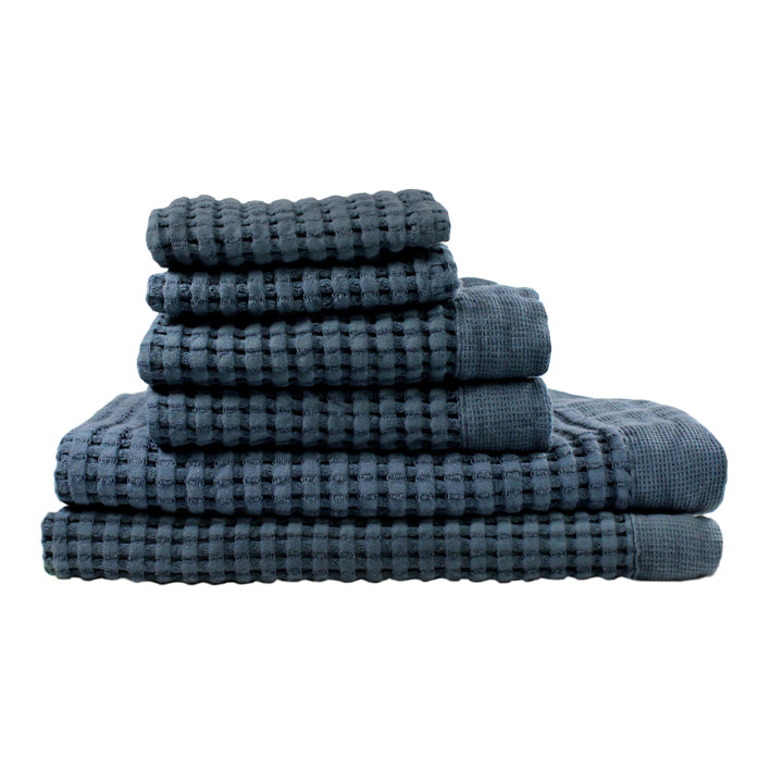 Gilden Tree | Bath Towels Set | Midnight Blue Waffle Towel Set