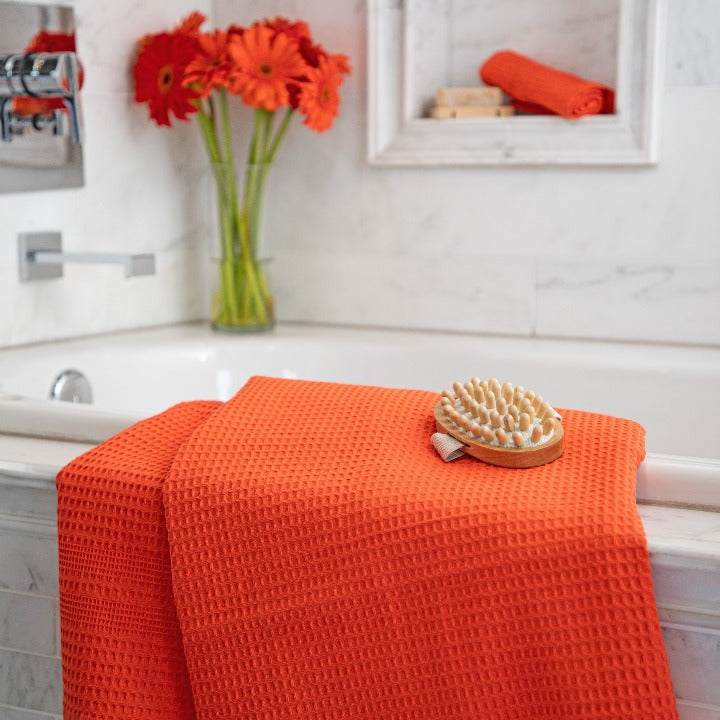 Waffle Bath Towels | Coral Bath Sheet