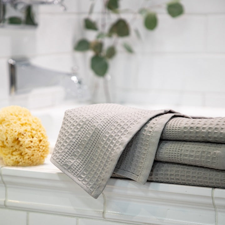 White Linen Waffle Towel Bath Towel Set