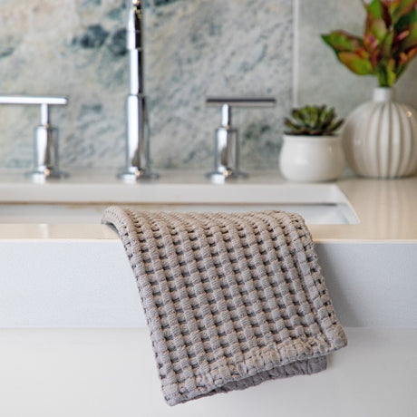 Gilden Tree | Waffle Bath Towels | Pewter Wash Cloth