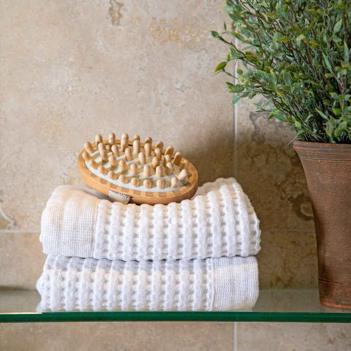 Waffle Hand Towel • Linen Cotton • Sand — Amphitrite Studio