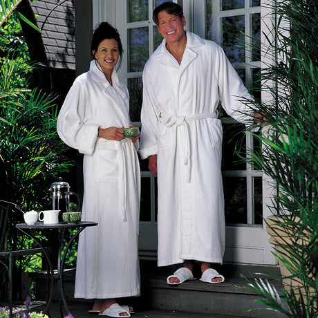 Gilden Tree | Velour Bathrobe | White Cotton, ankle-length, S/M - XXL
